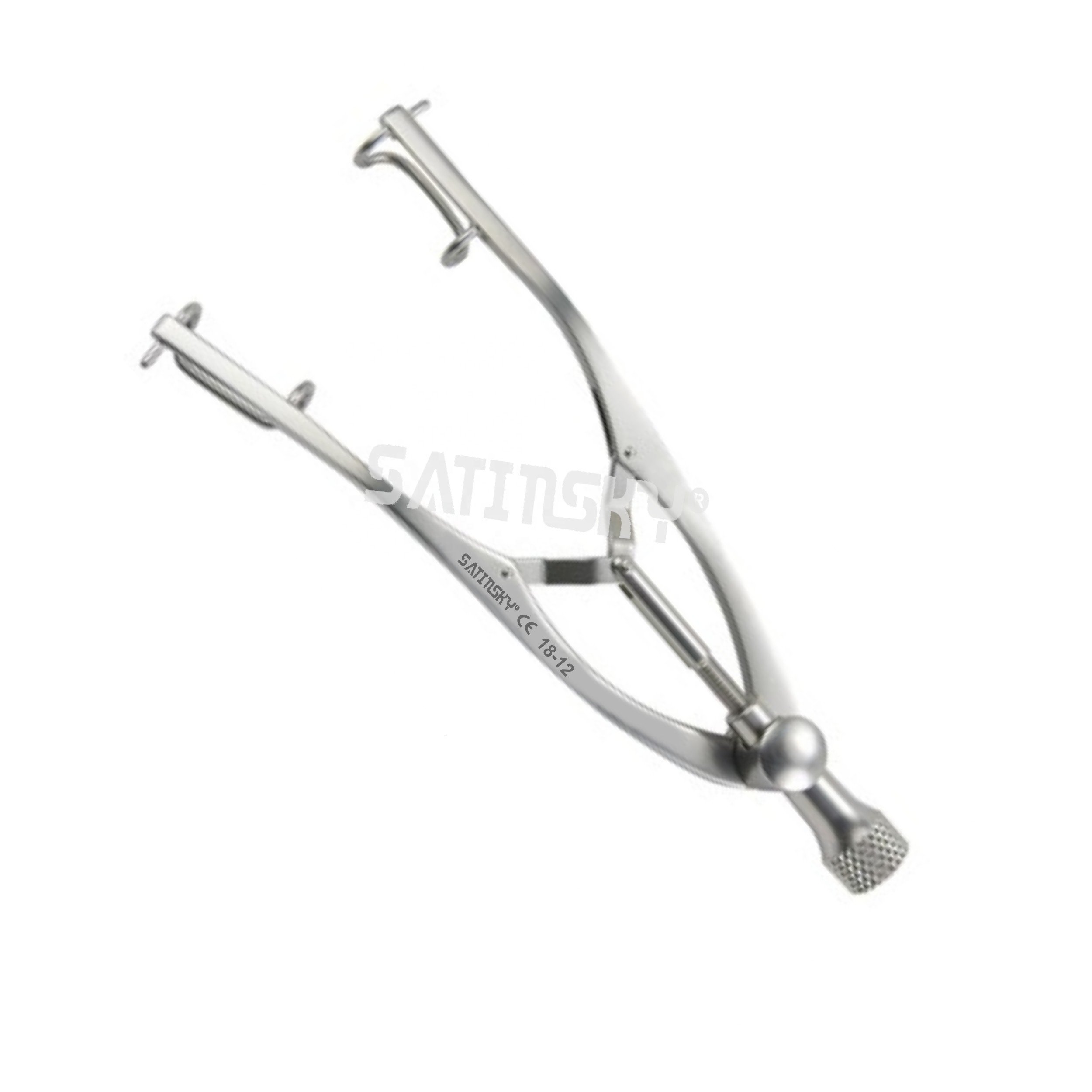 Guyton-Park Speculum Fenestrated 14mm blades with Suture Posts and Canthus Bar. Blade Spread 38mm. Dull Finish Overall