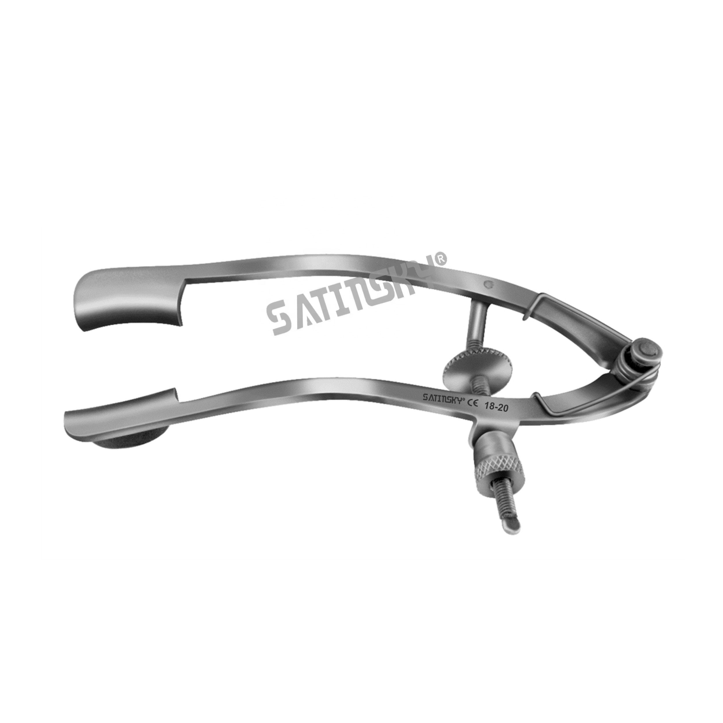 Guyton-Park Speculum Fenestrated 14mm blades with Suture Posts and Canthus Bar. Blade Spread 38mm. Dull Finish Overall
