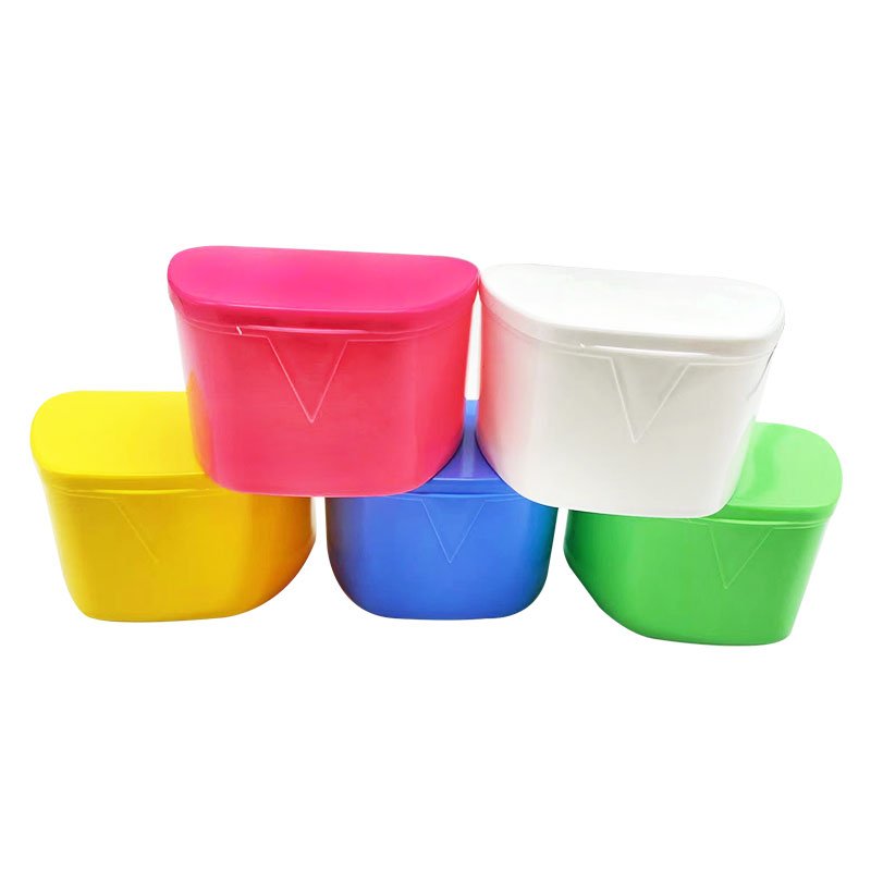 Color portable tooth storage box dental supplies plastic orthodontic retainer denture box