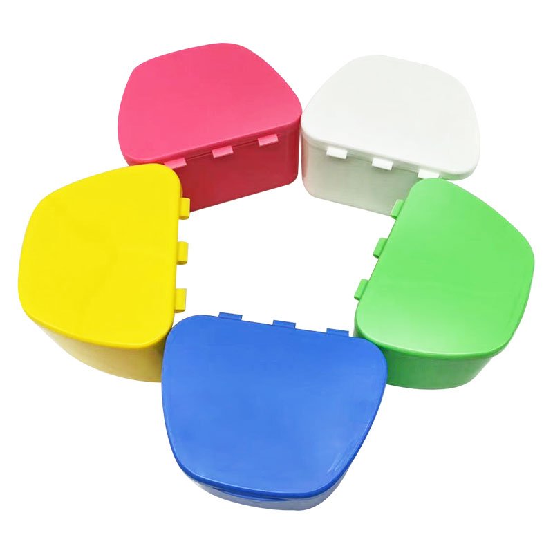 Color portable tooth storage box dental supplies plastic orthodontic retainer denture box