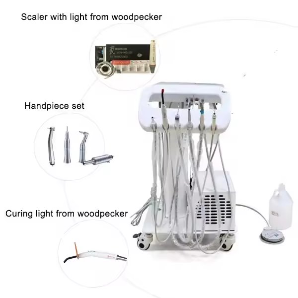 full set Dental Mobile Turbine Portable Workbench with Air Pump Scaler Curing light Machine