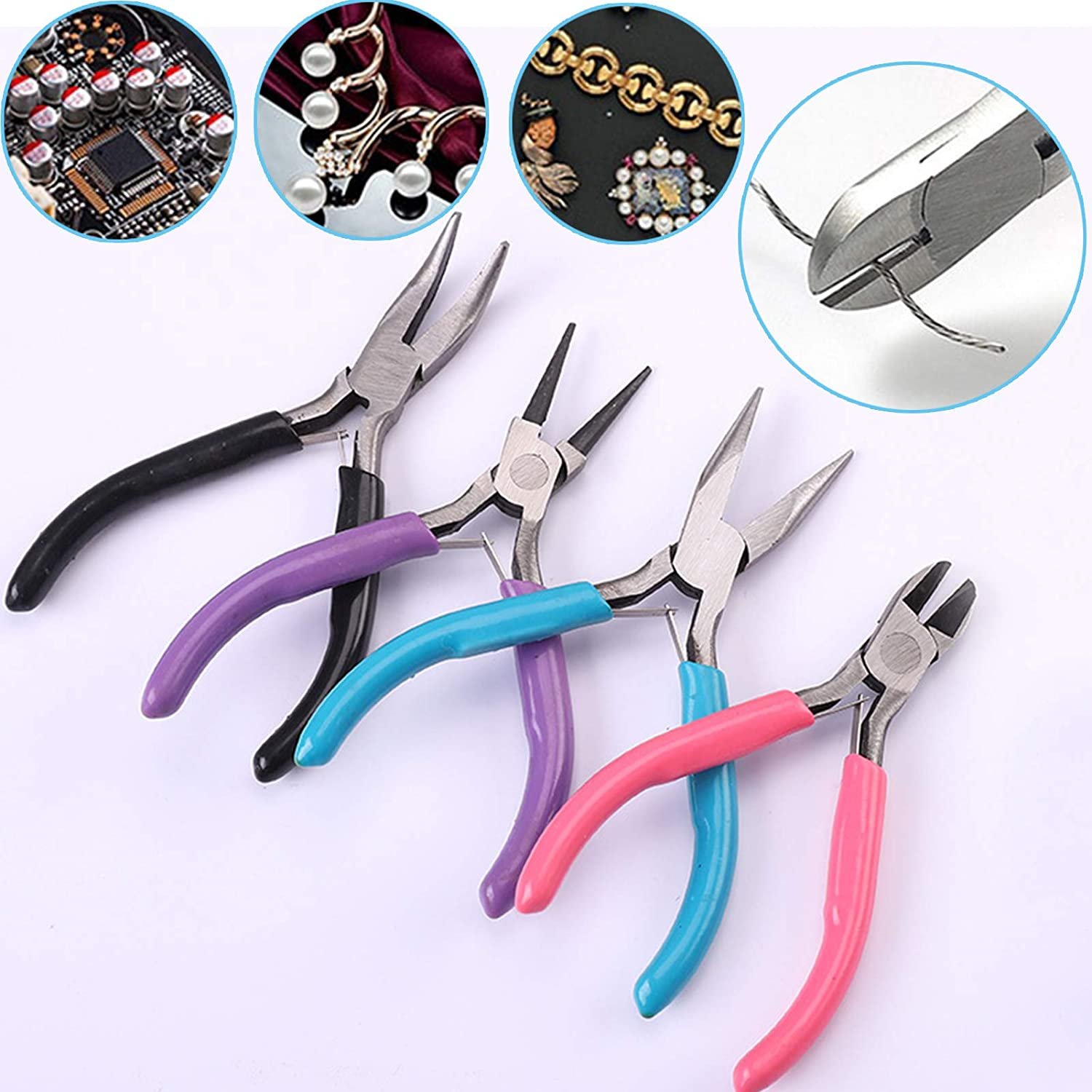 Jewelry Pliers Pink Handle Anti slip Splicing and Fixing Jewelry Pliers Tools Equipment Kit for DIY jewellery Accessory plier