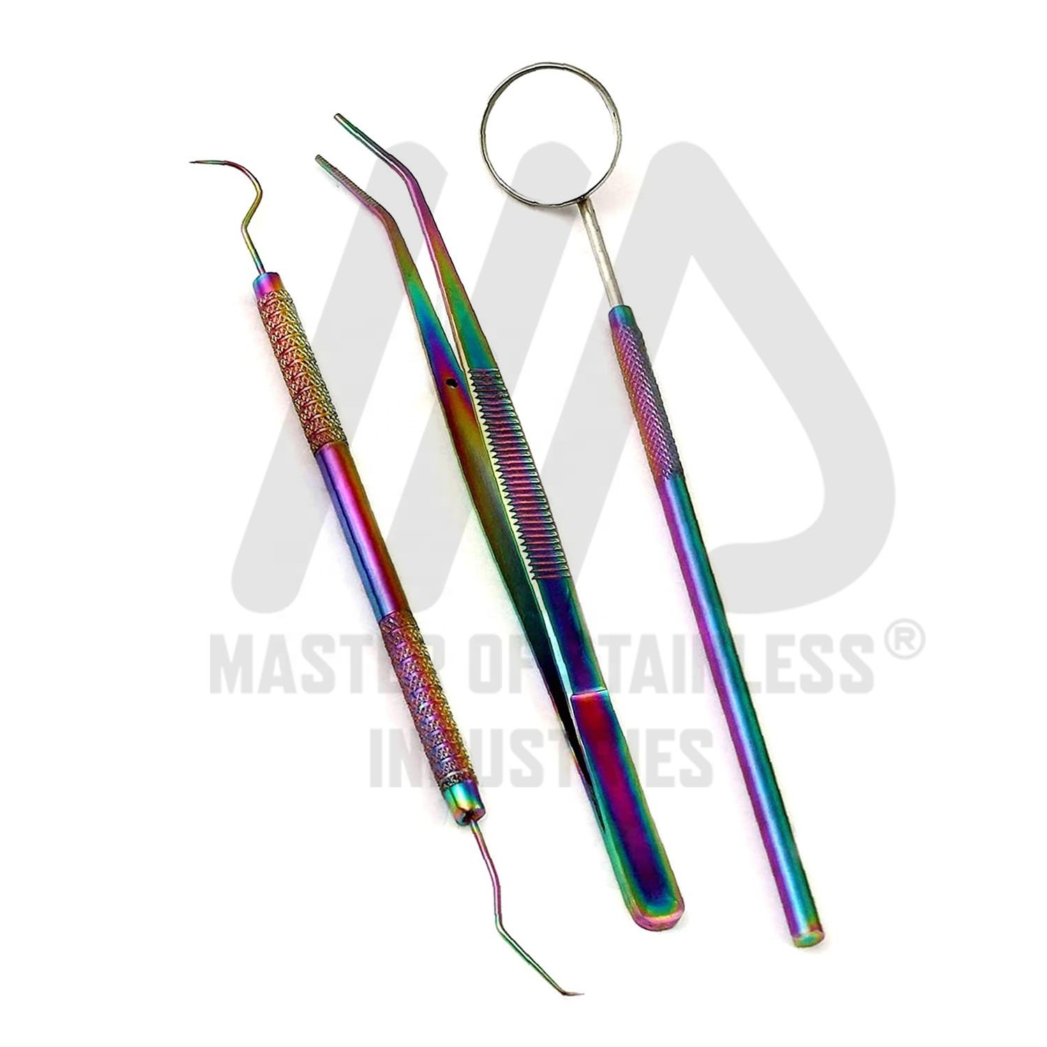 Multi color Dental instruments general oral examination set of 4 pieces surgical dental Equipment dental diagnostic set OEM CE