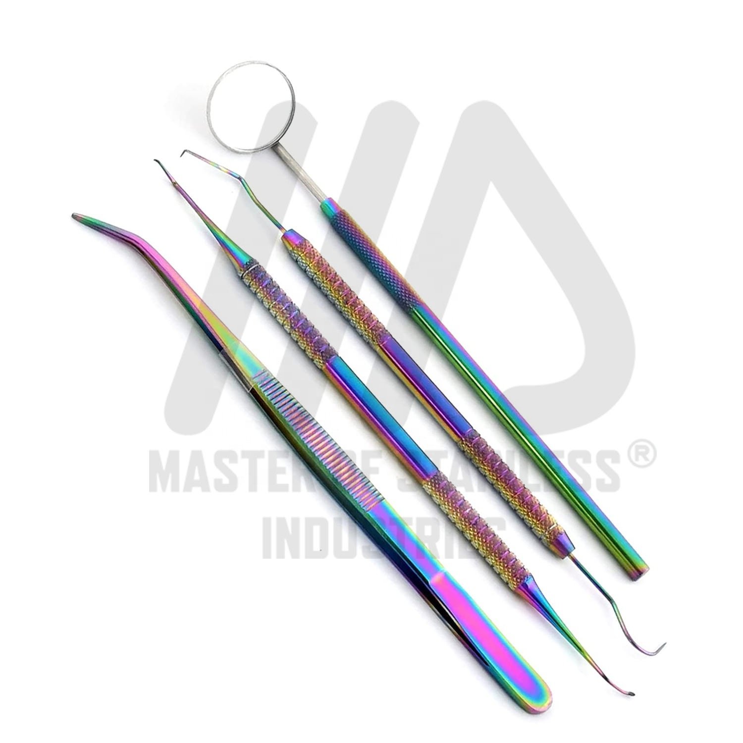 Multi color Dental instruments general oral examination set of 4 pieces surgical dental Equipment dental diagnostic set OEM CE