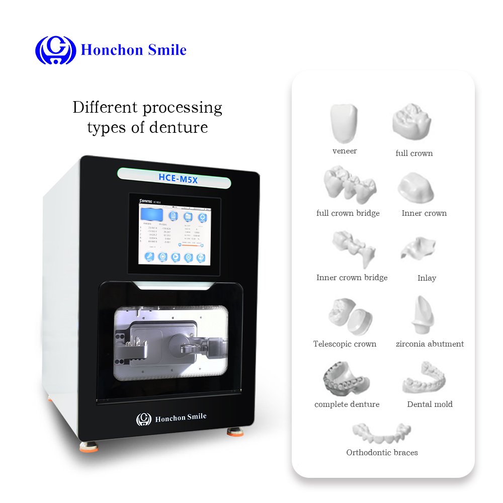 HONCHON Zirconia Milling Machine Price Dental Lab Equipment Dry CADCAM Dental 5 Axis Milling Machine CNC