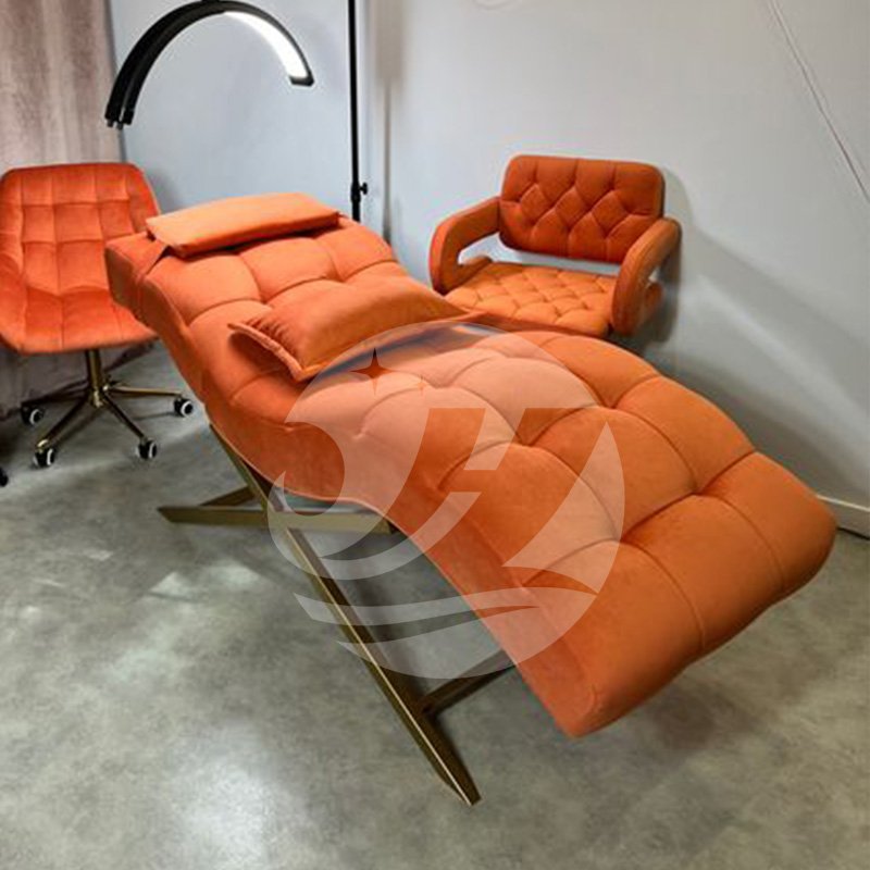 New style Modern Massage table spa velvet beauty salon eyelash bed luxury curved lash bed