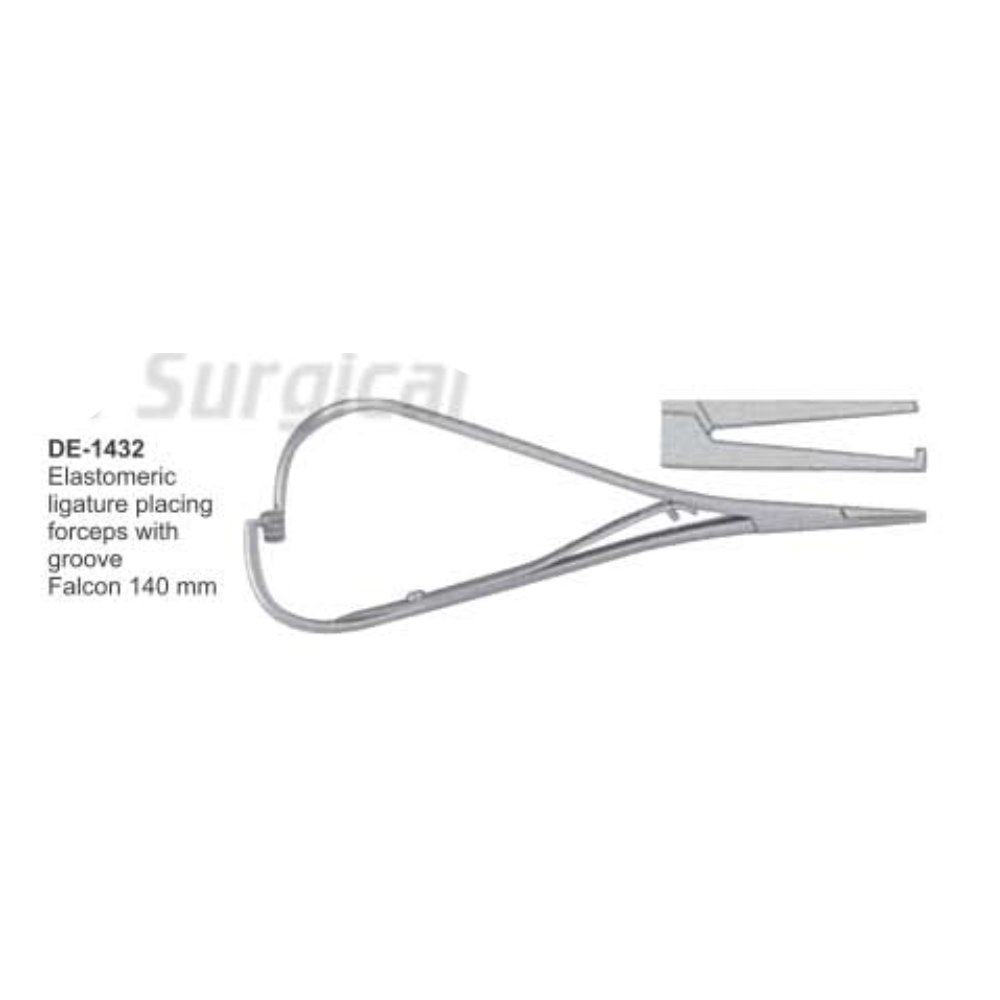 Elastomeric Ligature Placing forceps with groove falcon 140 mm