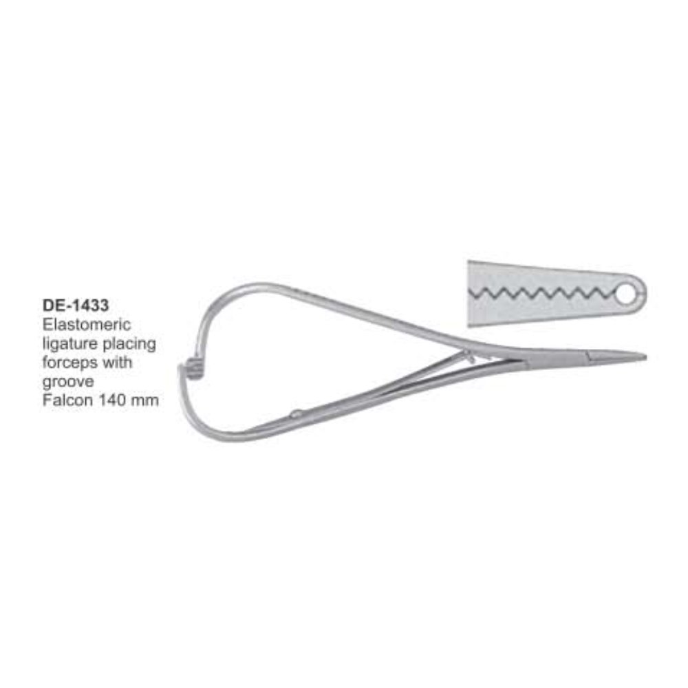 Elastomeric Ligature Placing forceps with groove falcon 140 mm