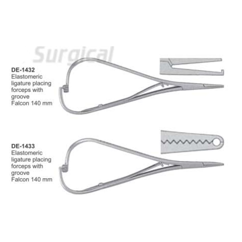 Elastomeric Ligature Placing forceps with groove falcon 140 mm