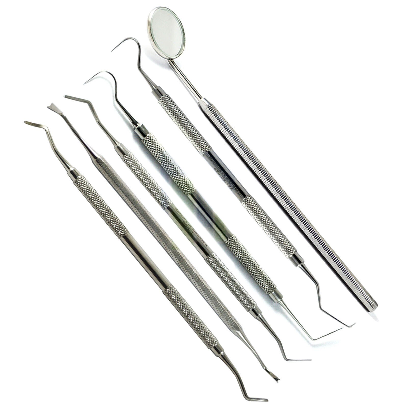 Innovative Dental Explorer Heidemann Spatula Mouth Mirror Probes Stainless Steel Dental Hygienist Examination Tools Kit 6Pcs