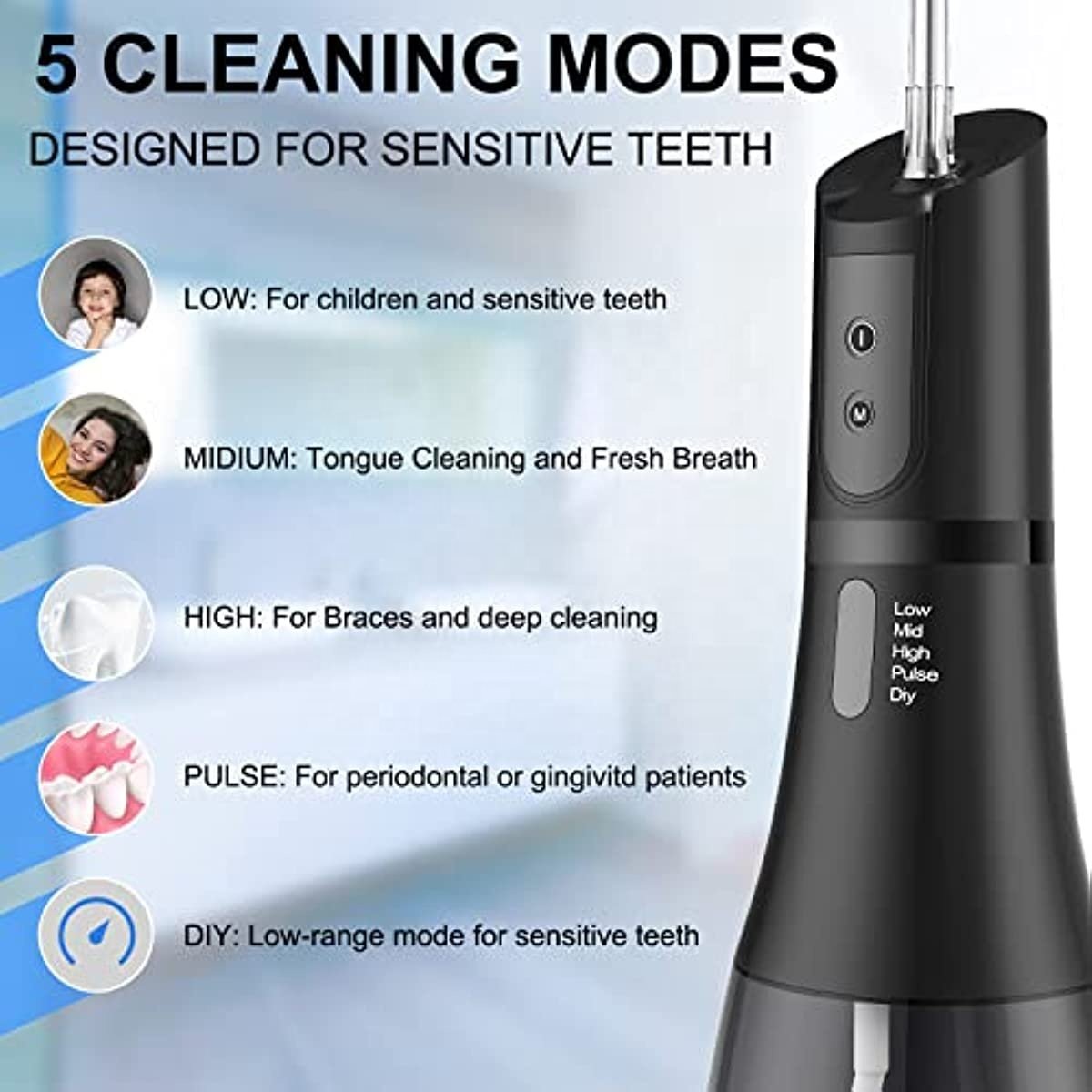 Electric Portable Water Flosser 300ML IPX7 Waterproof dental flosser teeth cleaning oral irrigation water flosser