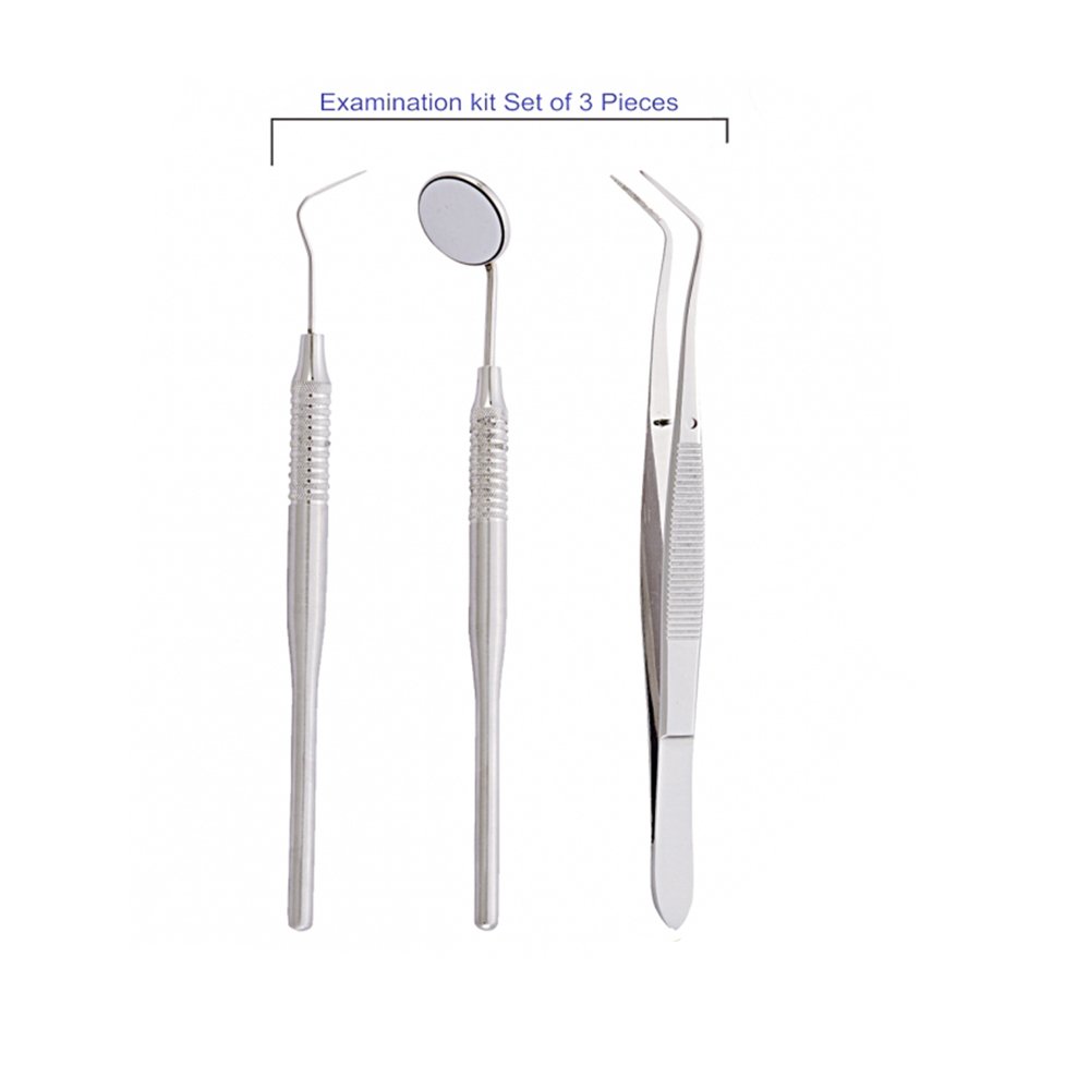 Manual Dental Hygiene Kit with Tweezers Scaler and Dental Mirror for First Examination