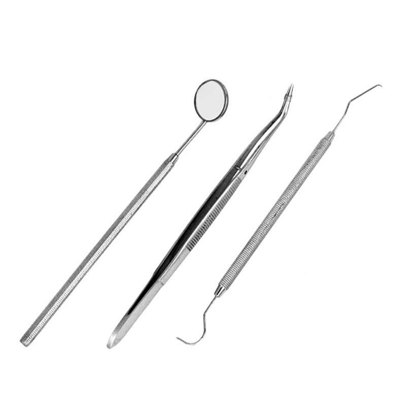 Manual Dental Hygiene Kit with Tweezers Scaler and Dental Mirror for First Examination