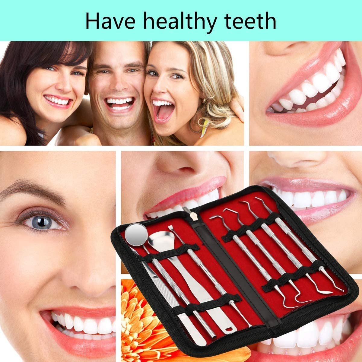 6 Pieces Dental Tools Kit Professional Teeth Cleaning Set Dental Pick Stainless Steel Dental Hygiene Pack