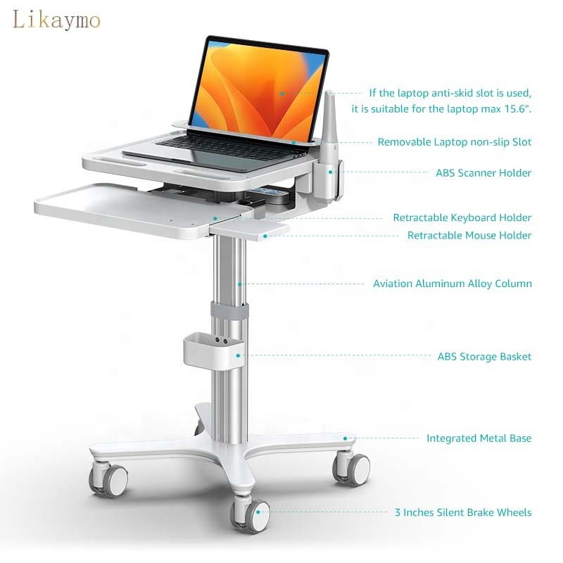 Hospital Furniture High quality height adjustable Hospital equipment pallet medical cart/Laptop cart