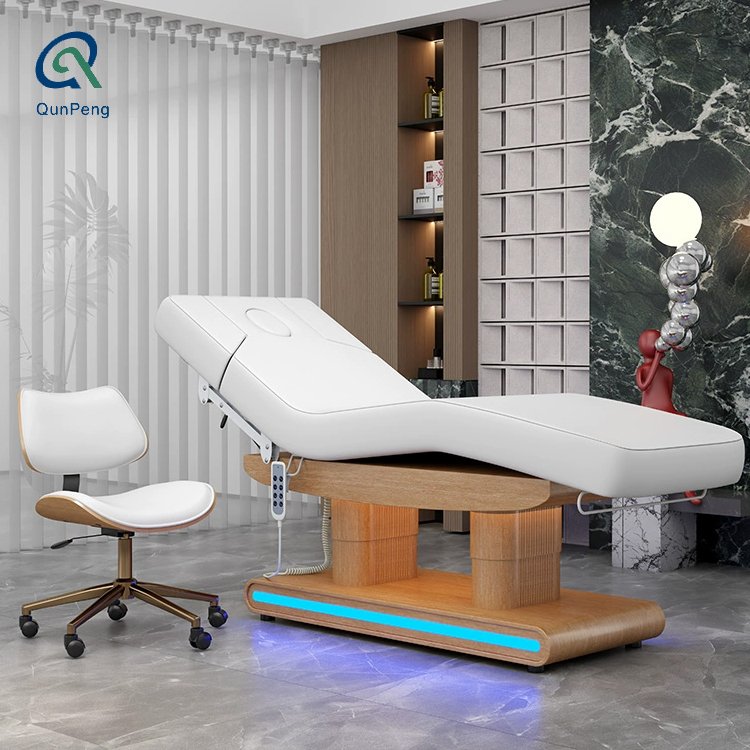 Qunpeng Newest Massage Table Salon Spa Bed Electric Facial Beauty Salon Equipment Facial Massage Bed