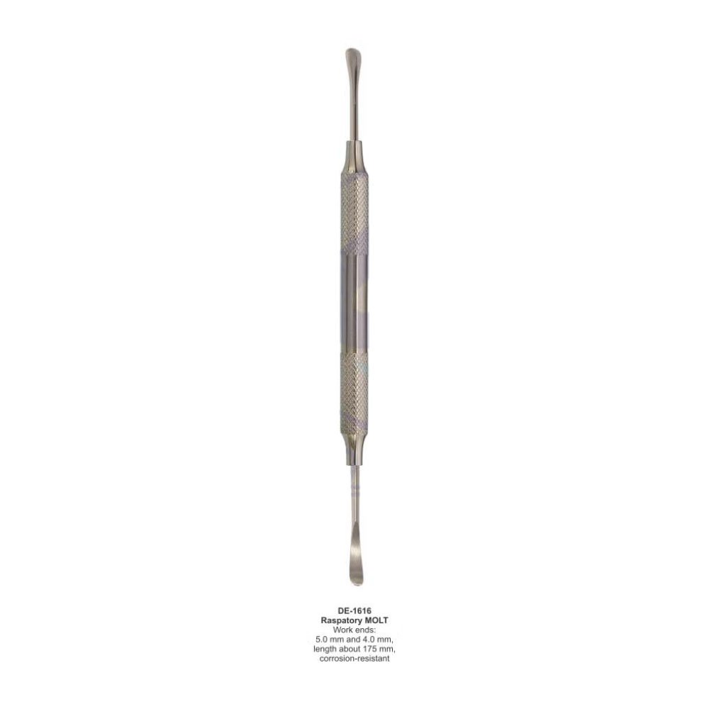 Dental Elevator Dental Implant Periosteal Elevator Raspatory Molt Work Ends: 5.0mm and 4.0mm, Length about 175mm, Elevator