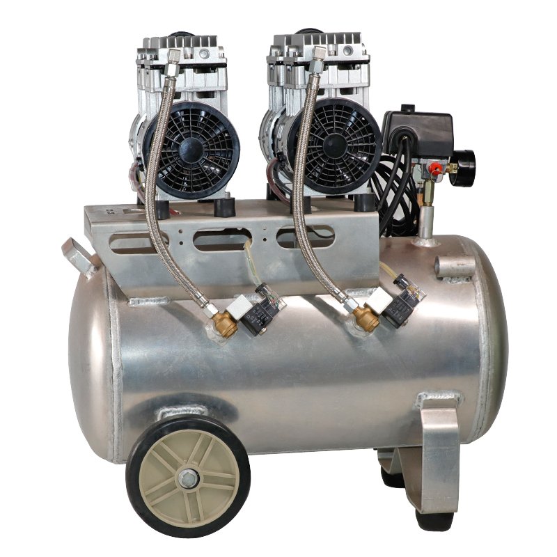 vertical oil free air compressor 24L 8bar silent oil free 750W air compressor with aluminum air tank
