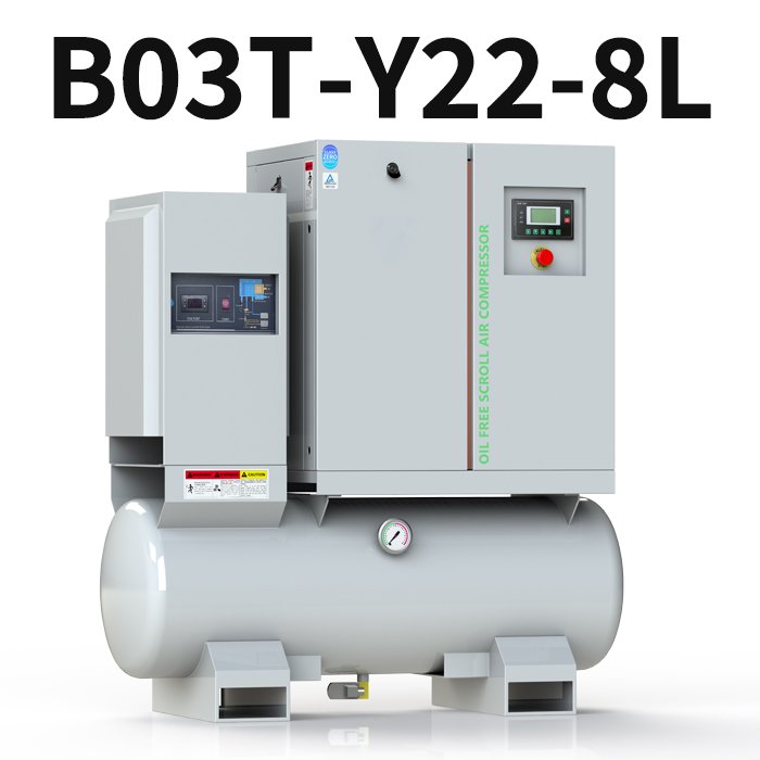 YiBang oil free air compressor dental 2.2KW 380V 50HZ 220L/min 8bar Belt Drive with 200L tank and dryer