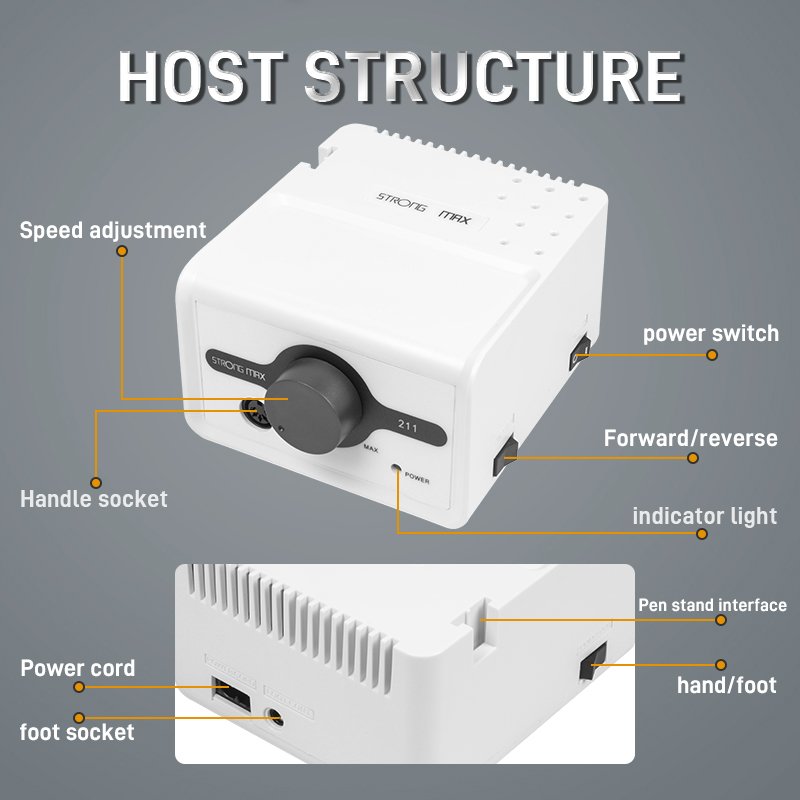 2027 AT-CM-046 strong 211 with SH37LN 45000rpm Handpiece dental lab micromotor manicure equipment portable nail drill