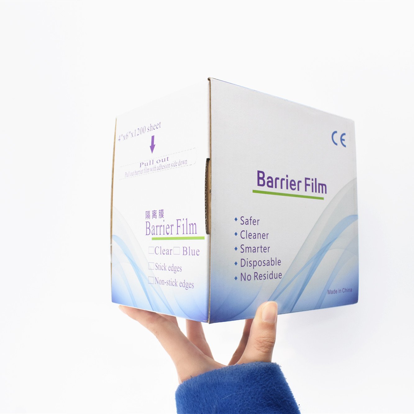 1200 pcs/roll Electric Current Dental Film Accept OEM Blue & Dispenser Box Tattoo Barrier Film