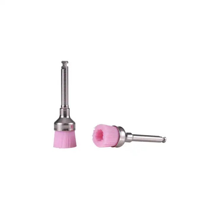 SJ Disposable Colorful Nylon Cup Style Prophy Polishing Brushes Dental Cup Style Prophy Brush With Metal Shank