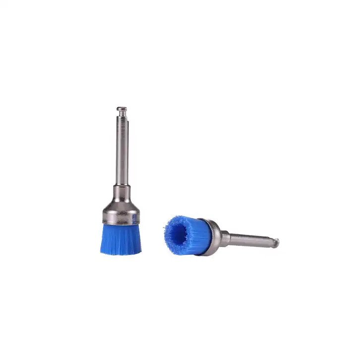 SJ Disposable Colorful Nylon Cup Style Prophy Polishing Brushes Dental Cup Style Prophy Brush With Metal Shank