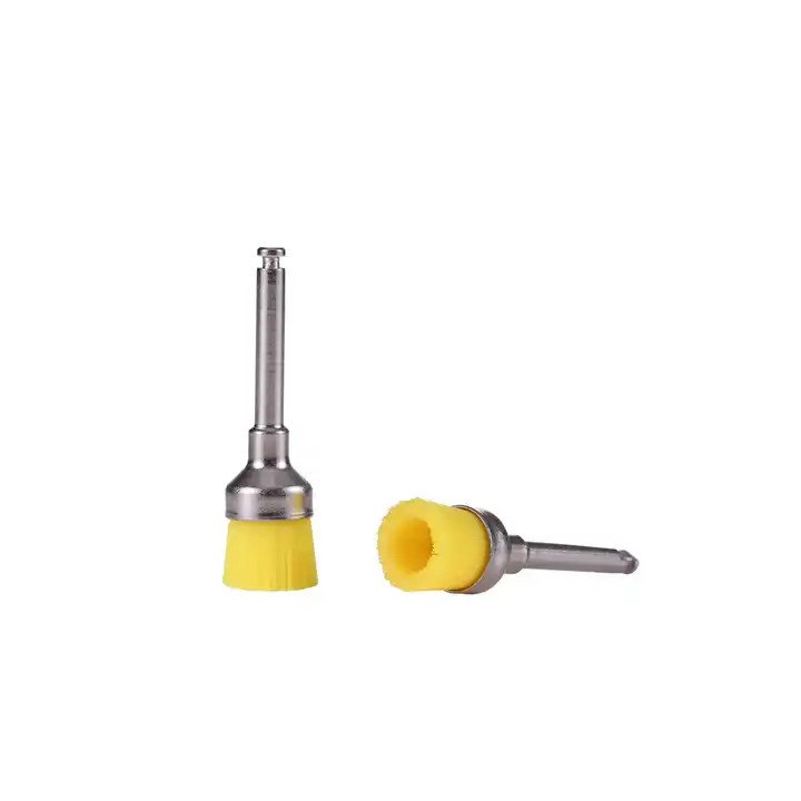SJ Disposable Colorful Nylon Cup Style Prophy Polishing Brushes Dental Cup Style Prophy Brush With Metal Shank