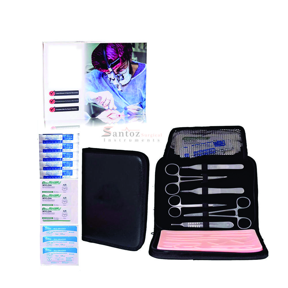 Surgical Suture Kits 5pcs Scissor Adson Forceps Scaler Forceps And Other Surgical Tools Set With PU Storage Case