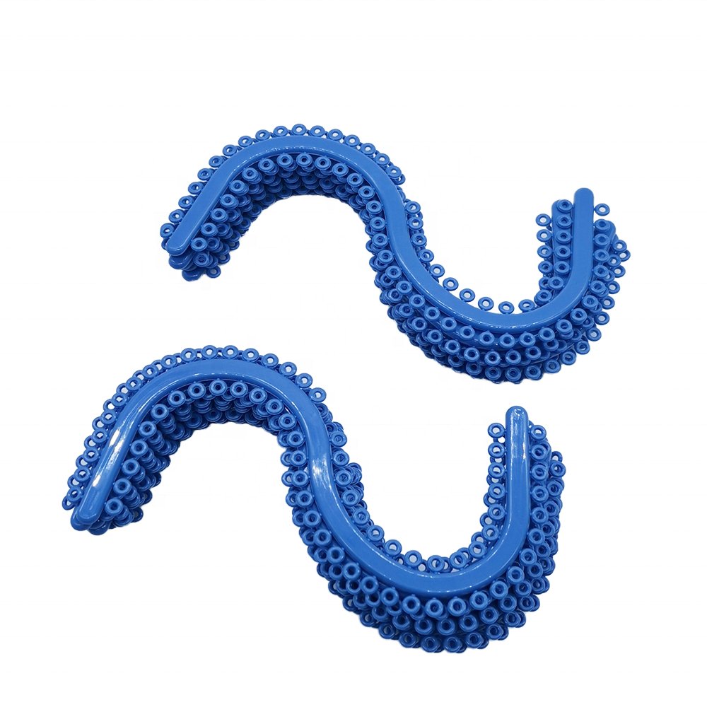 Dental Elastic Separators Orthodontic Material S shape Oral Separator Ligature Ties Blue Color Circle Rubber Ring