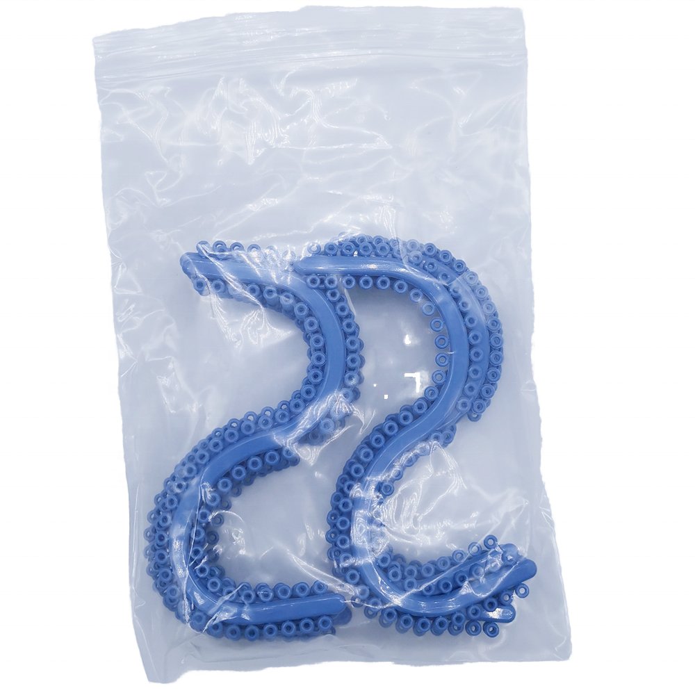 Dental Elastic Separators Orthodontic Material S shape Oral Separator Ligature Ties Blue Color Circle Rubber Ring