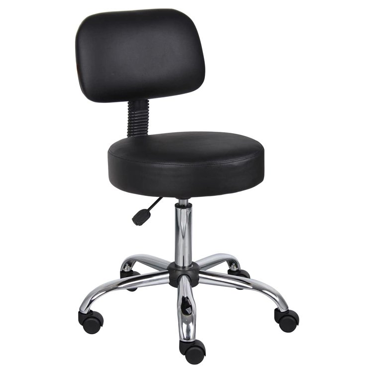 Lab And Doctor Stool With Adjustable Height And Backrest