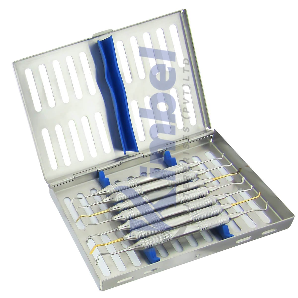 Silicon Handle periodontal gracey curette set with medium size tray dental filling and cleaning instruments