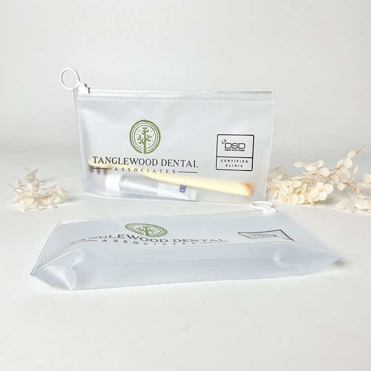 Portable Dental Equipment Toothbrush Vinyl Toiletry Pouch Custom Logo Cosmetic Makeup Bag With PVC Lining For Dental Office