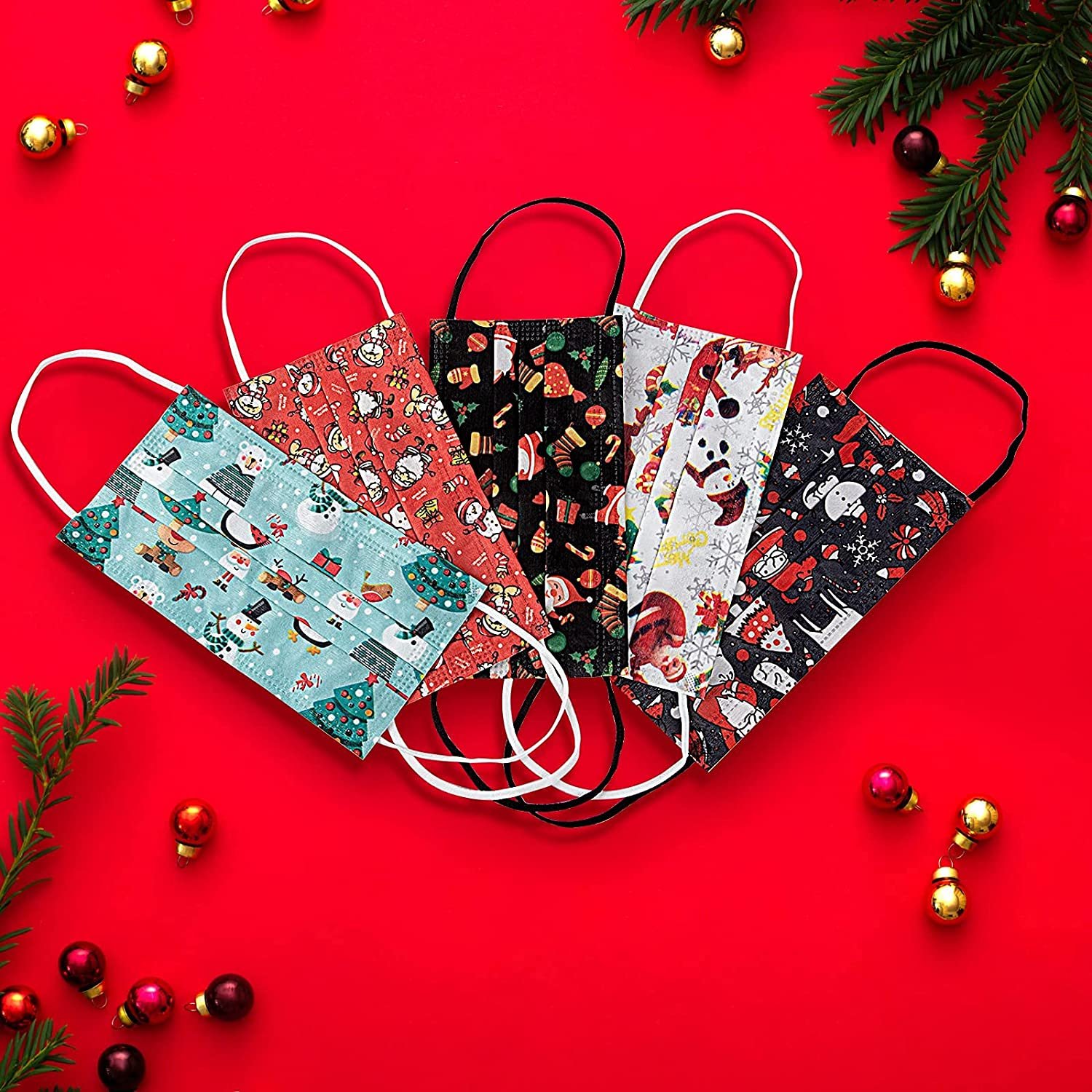 Merry christmas face mask for party masquerade with 3ply disposable surgical dental masks custom for adult and kid facemask