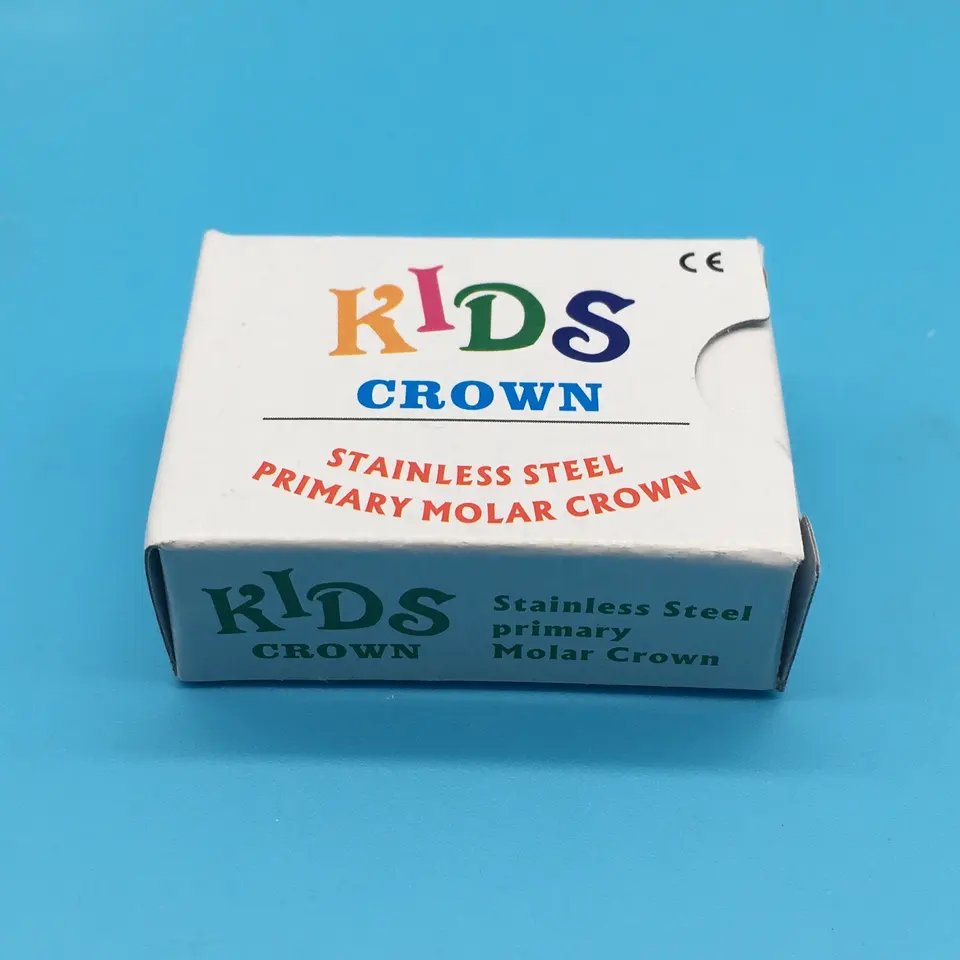 China factory UM Dental Orthodontic Primary Kids Molar Crown Teeth stainless steel material 5pcs/box