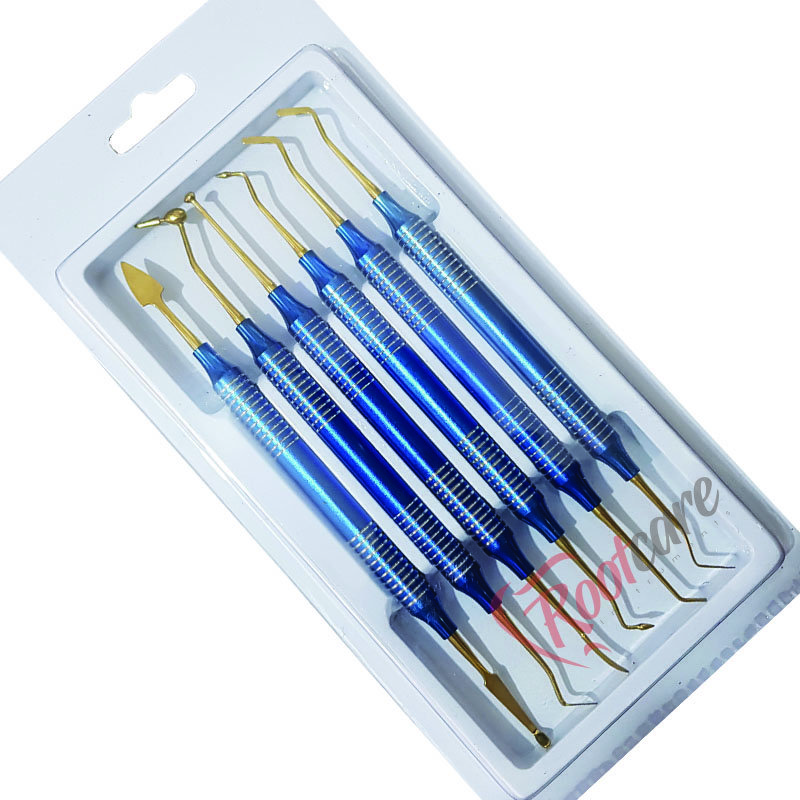Hot Sale Rootcare 6 Pieces Restorative Filling Spatulas Instruments Non Stick Plasma Coated Dental Composite Filling Instruments