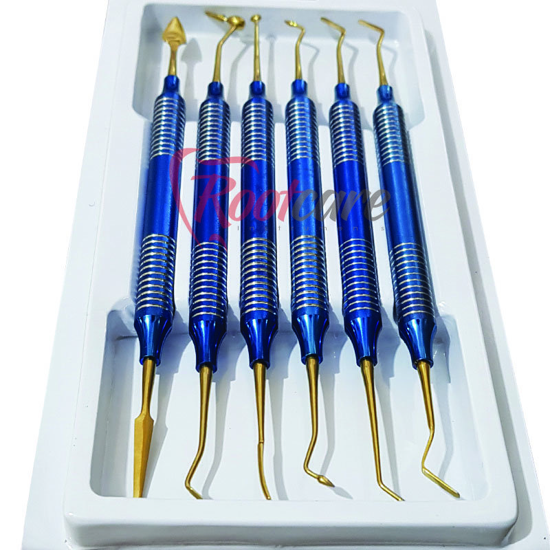 Hot Sale Rootcare 6 Pieces Restorative Filling Spatulas Instruments Non Stick Plasma Coated Dental Composite Filling Instruments