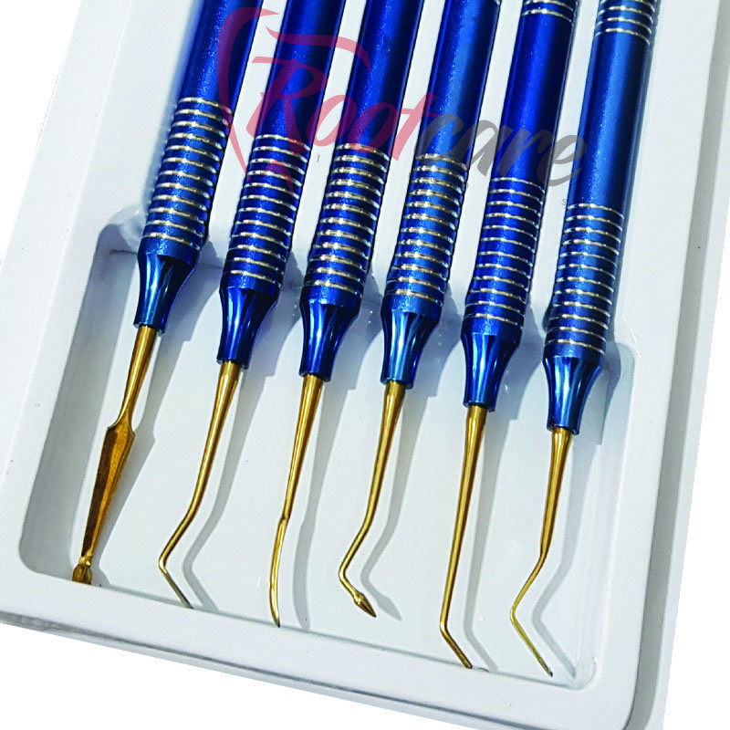 Hot Sale Rootcare 6 Pieces Restorative Filling Spatulas Instruments Non Stick Plasma Coated Dental Composite Filling Instruments