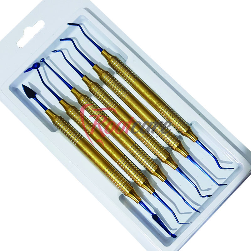 Hot Sale Rootcare 6 Pieces Restorative Filling Spatulas Instruments Non Stick Plasma Coated Dental Composite Filling Instruments