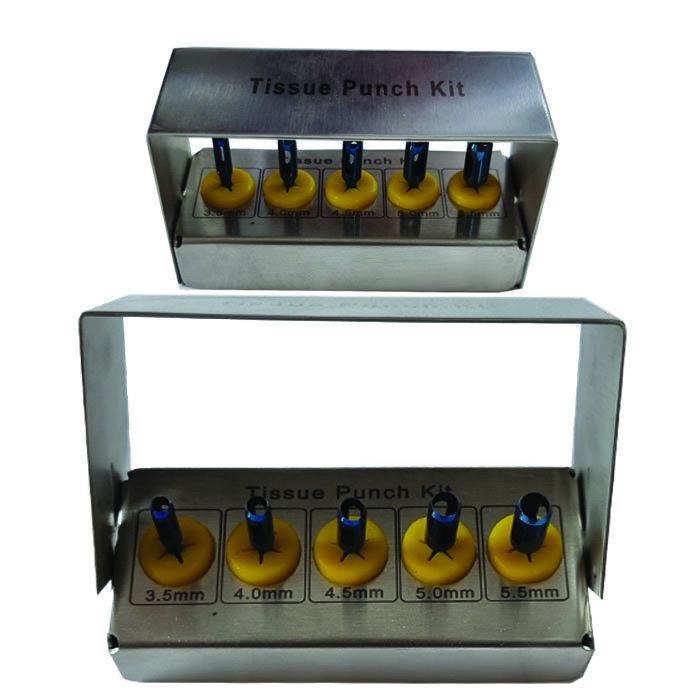 Rootcare Premium Dental 5 Pieces Tissue Punch Kit Blue Titanium Plasma Coated Surgery Implant Instruments Tissue punch set