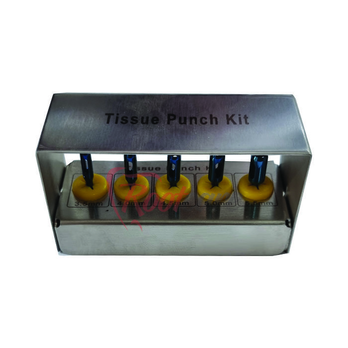 Rootcare Premium Dental 5 Pieces Tissue Punch Kit Blue Titanium Plasma Coated Surgery Implant Instruments Tissue punch set