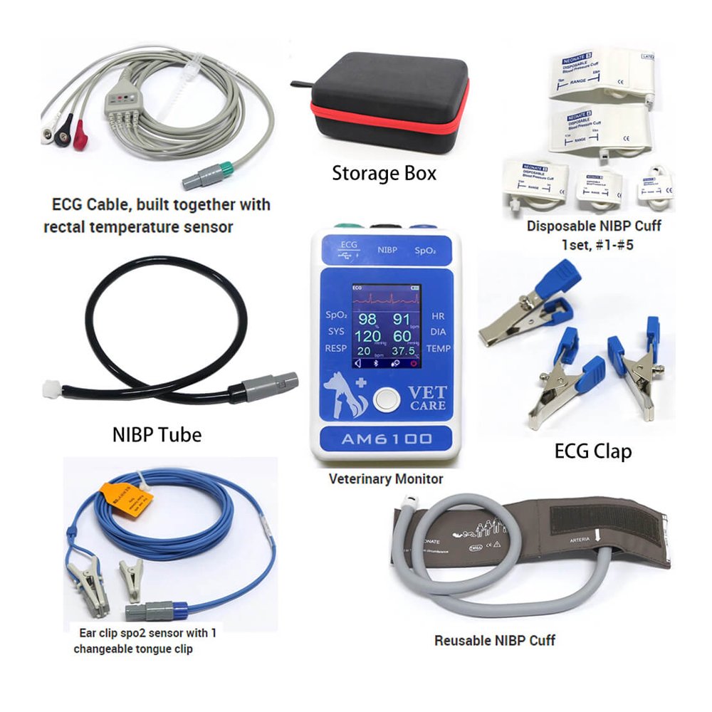 New Innovation Vet Cardiac Vital Signs Multiparameter Handheld Portable veterinary Monitor