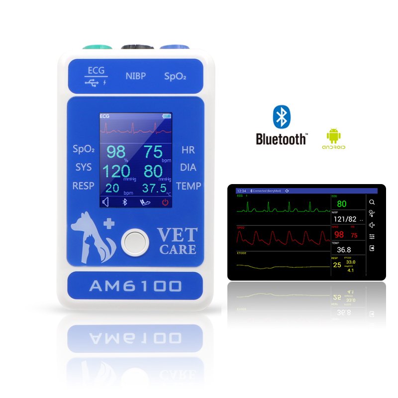 New Innovation Vet Cardiac Vital Signs Multiparameter Handheld Portable veterinary Monitor