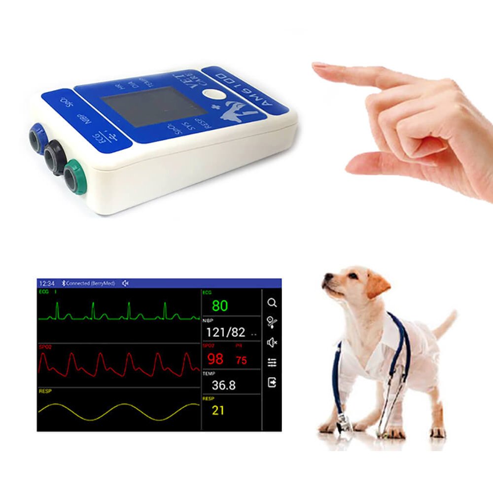 New Innovation Vet Cardiac Vital Signs Multiparameter Handheld Portable veterinary Monitor