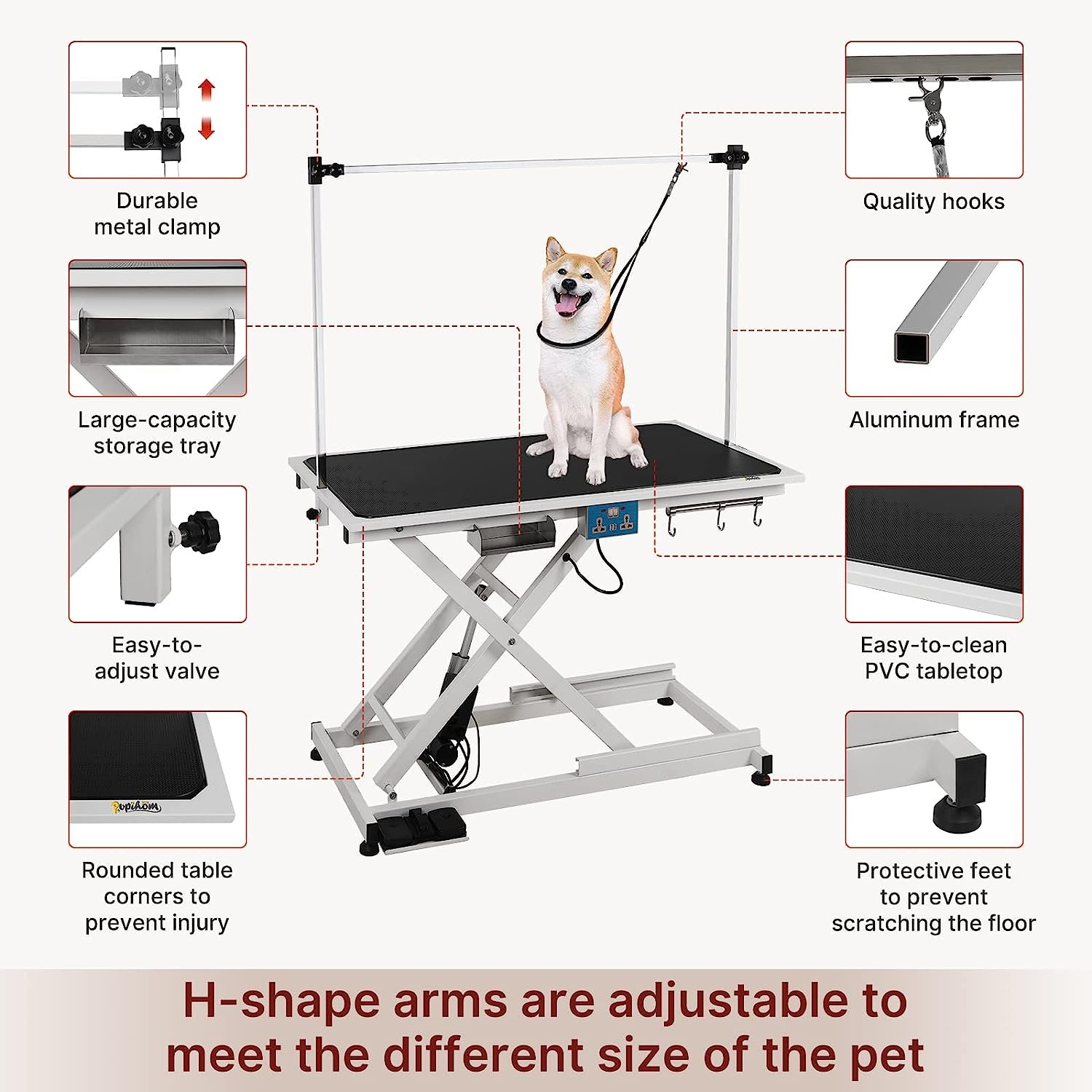 Arm Drying Electric Adjustable Height Dog Grooming Table Professional Veterinary Equipment Electric Dog Grooming Table