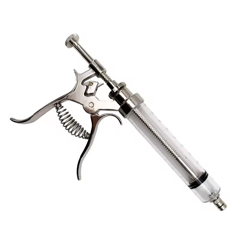 Semi Automatic 50ml Veterinary Adjustable Continuous Pistol Syringe Animal Poultry Injector