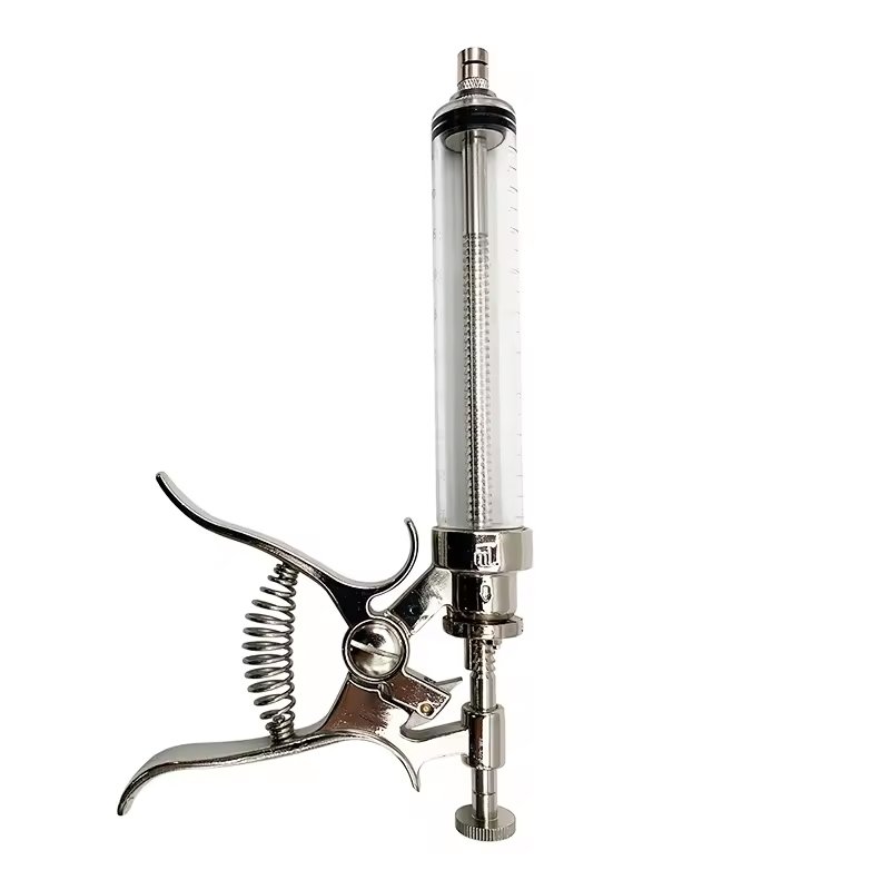 Semi Automatic 50ml Veterinary Adjustable Continuous Pistol Syringe Animal Poultry Injector