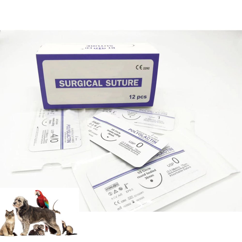 75cm 2 1 0 2-0 3-0 4-0 5-0 6-0 pet vet veterinary absorbable surgical sutures POLYGLACTIN PGLA 910 surgical sutures