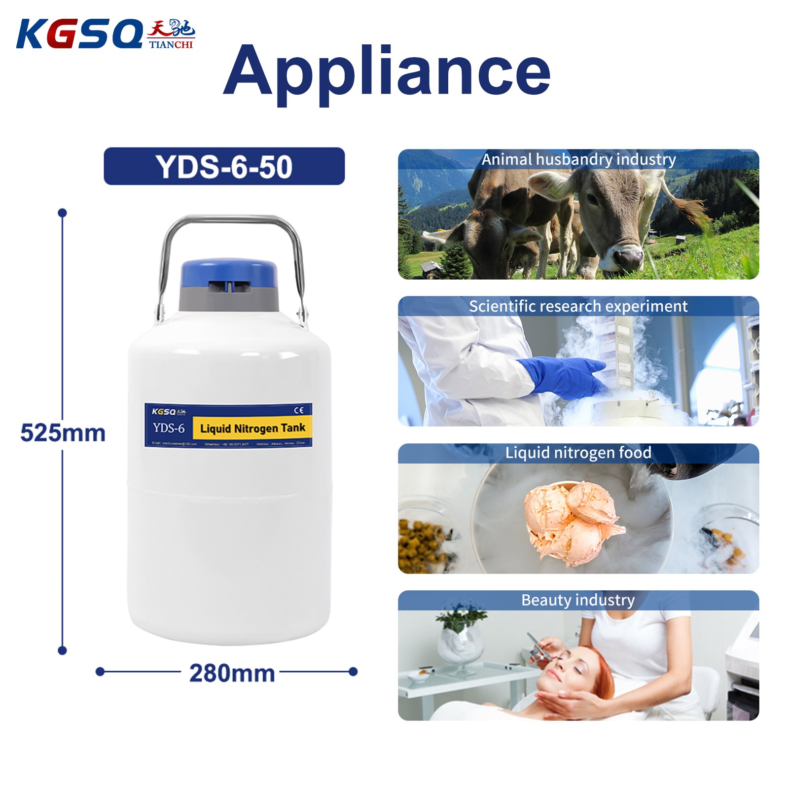 Veterinary Instrument Container Small Portable Semen Cylinder Dewar Liquid Nitrogen Tank With Racks For Cell Storage